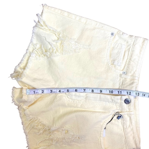 ZARA High Waist Yellow Denim Cut Off Shorts - Picture 15 of 16